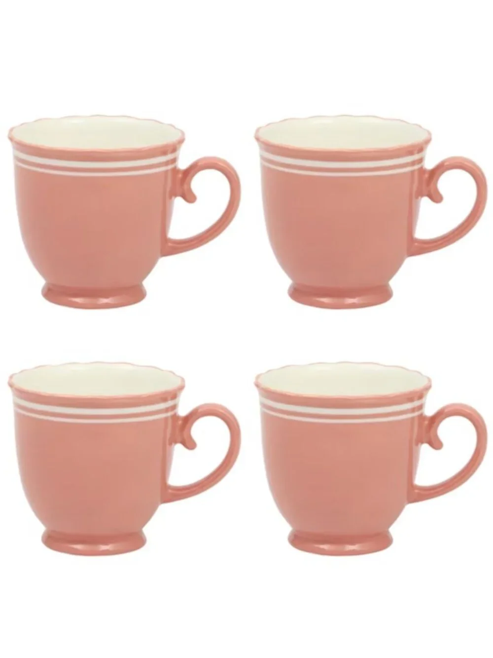 The Pioneer Woman Home Coral Floral Farmhouse Style Ceramic Coffee Mugs Set